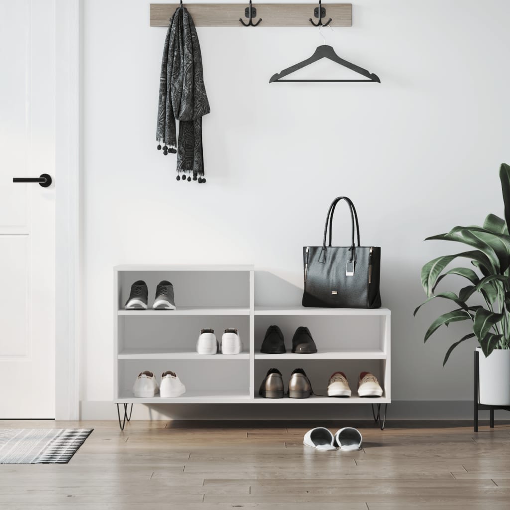 vidaXL Botník biely 102x36x60 cm spracované drevo
