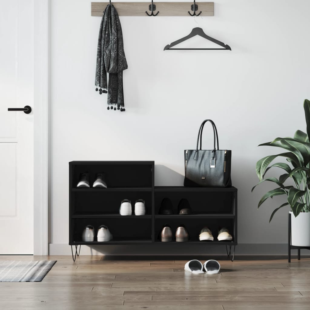 vidaXL Botník čierny 102x36x60 cm spracované drevo
