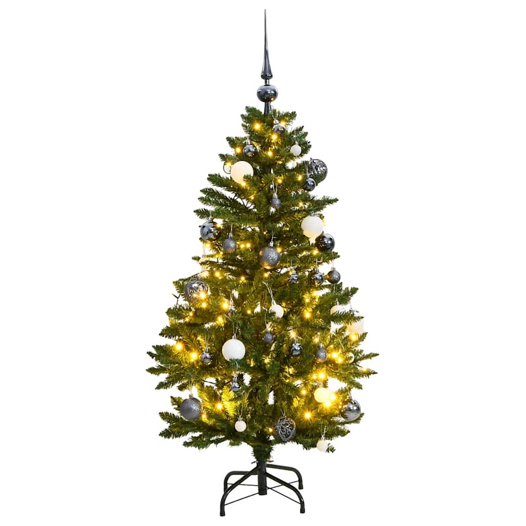 vidaXL Umelý výklopný vianočný stromček 150 LED a sada gúľ 120 cm