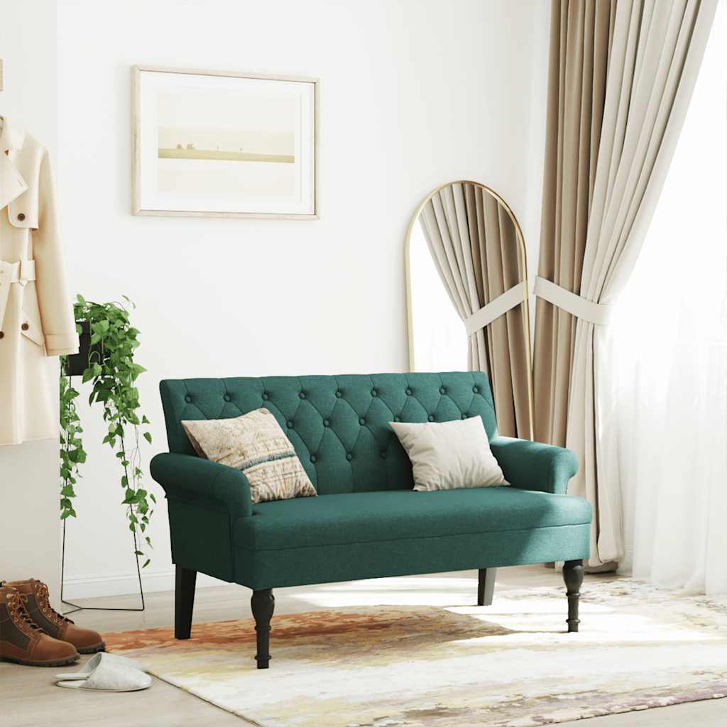 vidaXL Lavička s operadlom tmavozelená 120x62x75,5 cm látka