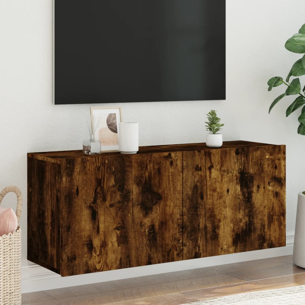 vidaXL TV skrinka nástenná dymový dub 100x30x41 cm