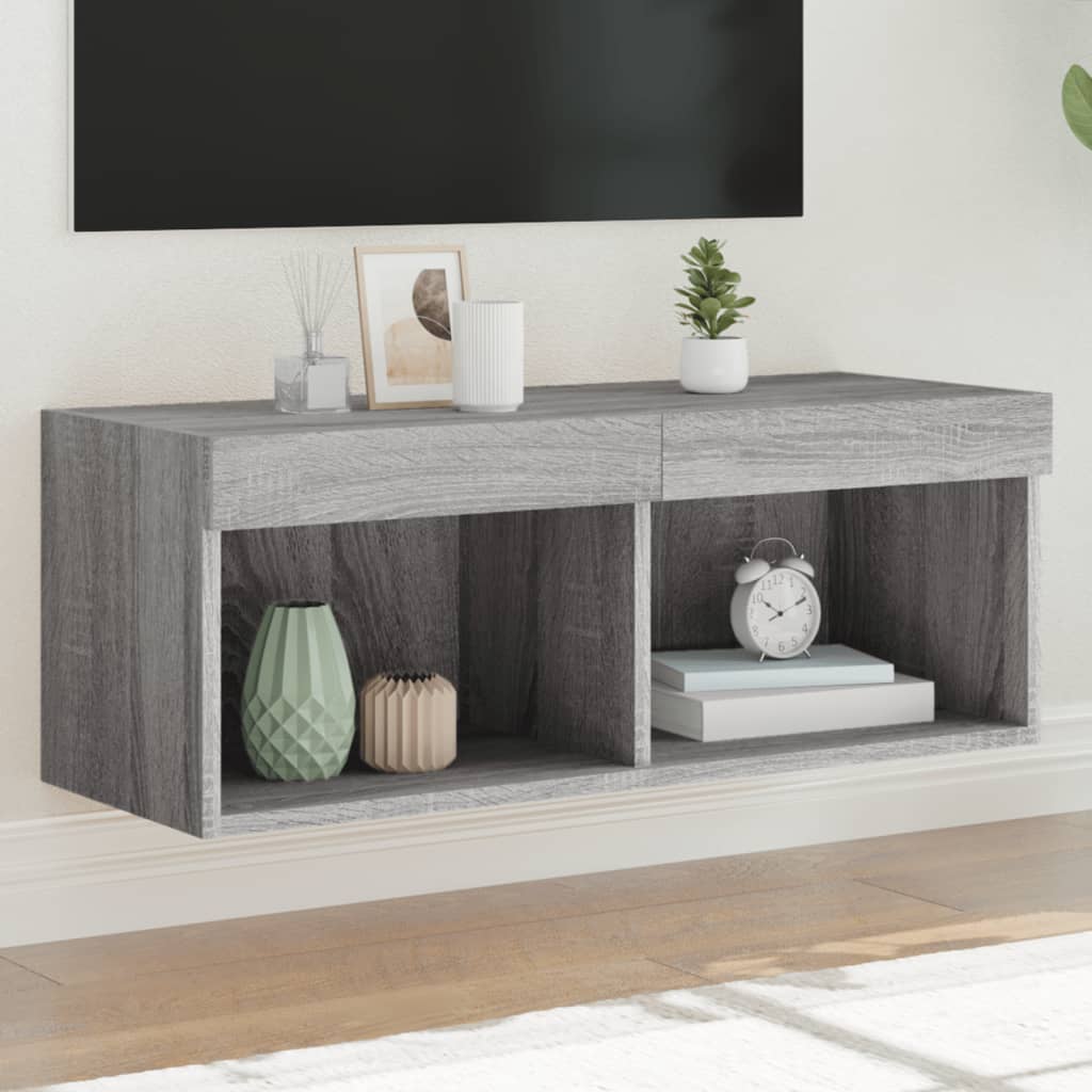 vidaXL TV skrinka s LED svetlami sivá sonoma 80x30x30 cm