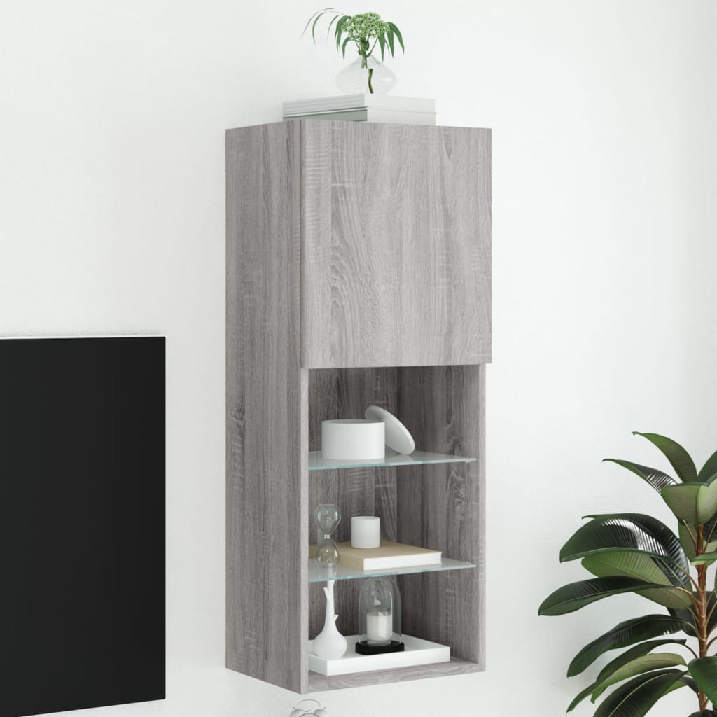 vidaXL TV skrinka s LED svetlami sivá sonoma 40,5x30x102 cm