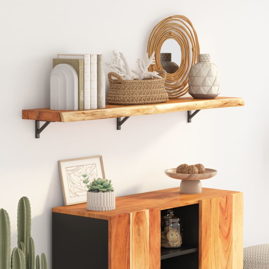 vidaXL Nástenná polica 110x30x3,8cm obdĺžnik masívna akácia živá hrana