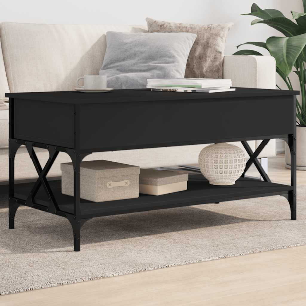 vidaXL Konferenčný stolík čierny 100x50x50 cm kompozitné drevo a kov