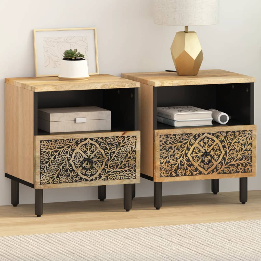vidaXL Nočné stolíky 2 ks 40x33x46 cm masívne mangovníkové drevo