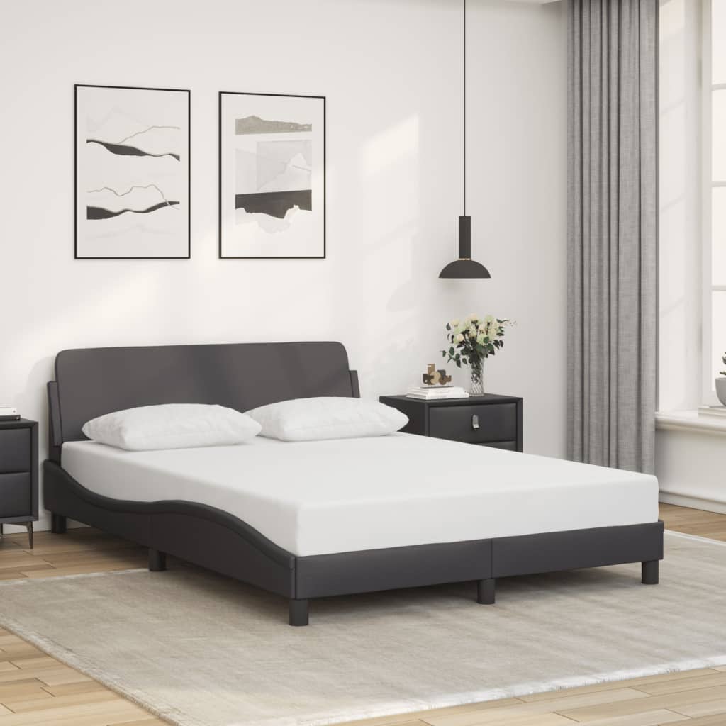 vidaXL Posteľný rám s čelom sivý 140x190 cm umelá koža