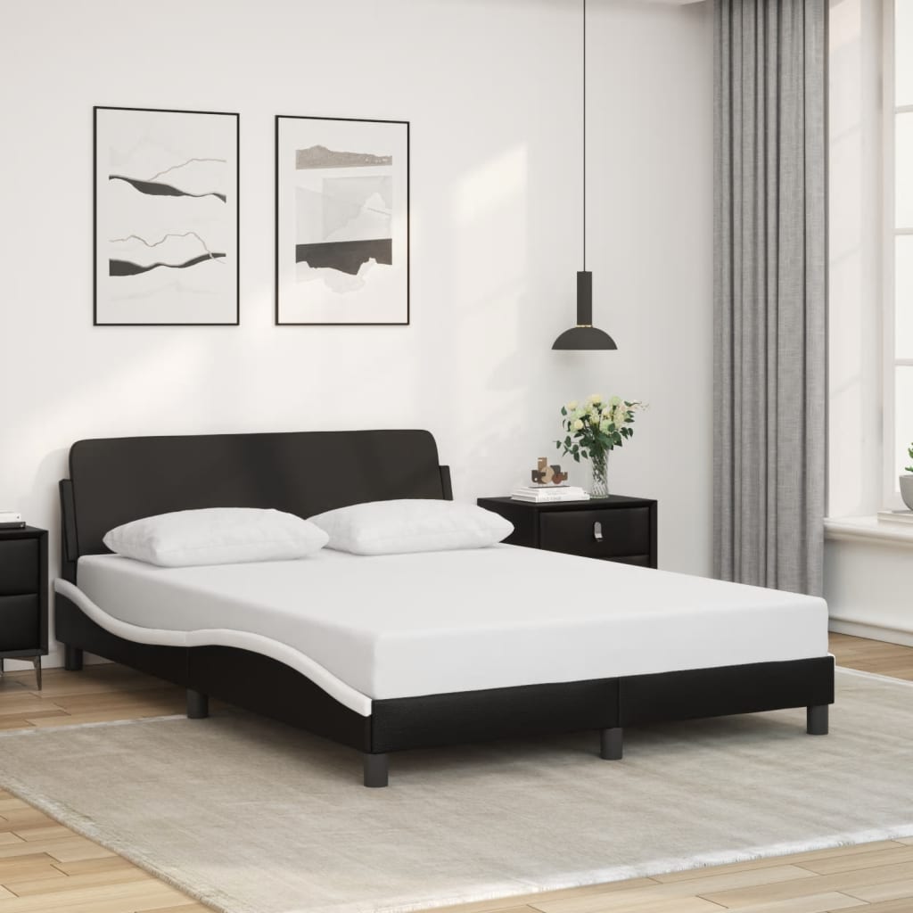vidaXL Posteľný rám s čelom čierno-biely 140x190 cm umelá koža
