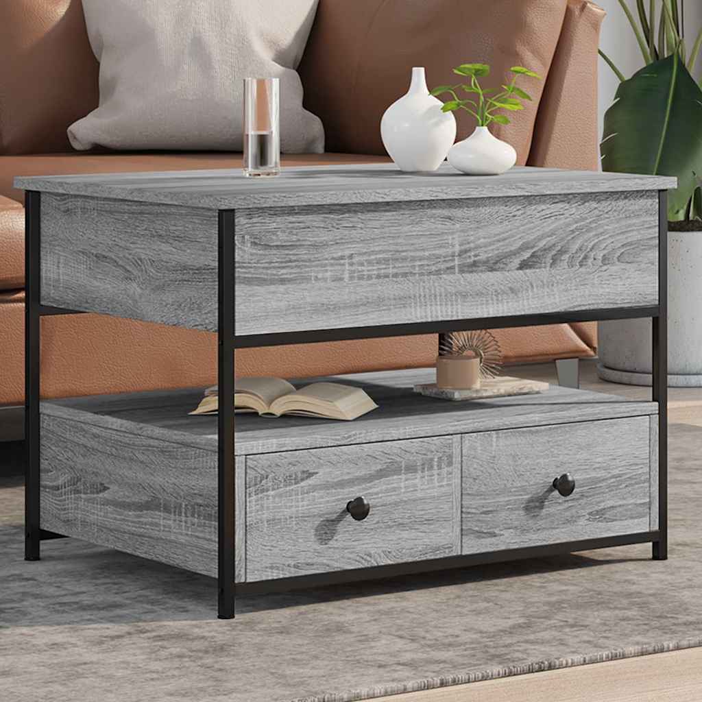 vidaXL Konferenčný stolík sivý sonoma 70x50x50 cm kompoz. drevo a kov