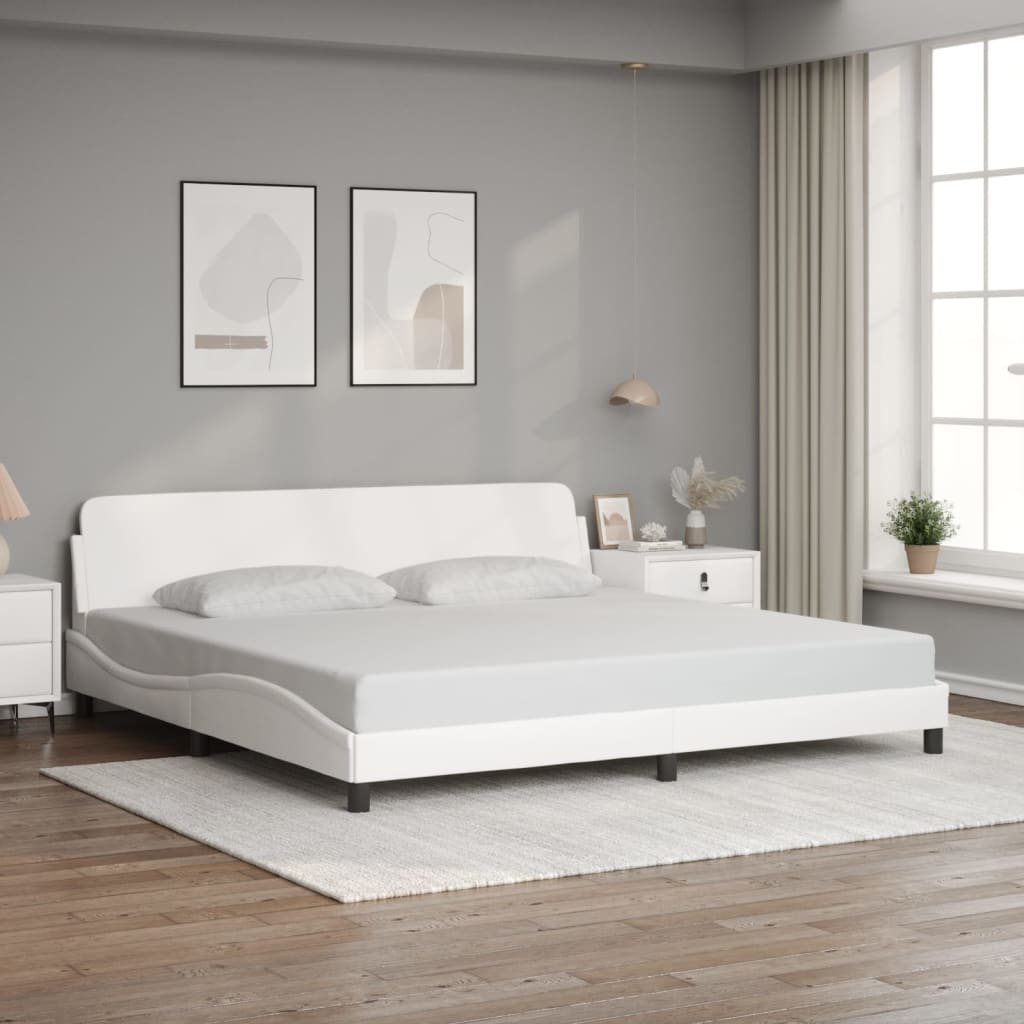 vidaXL Posteľný rám s čelom biely 200x200 cm umelá koža