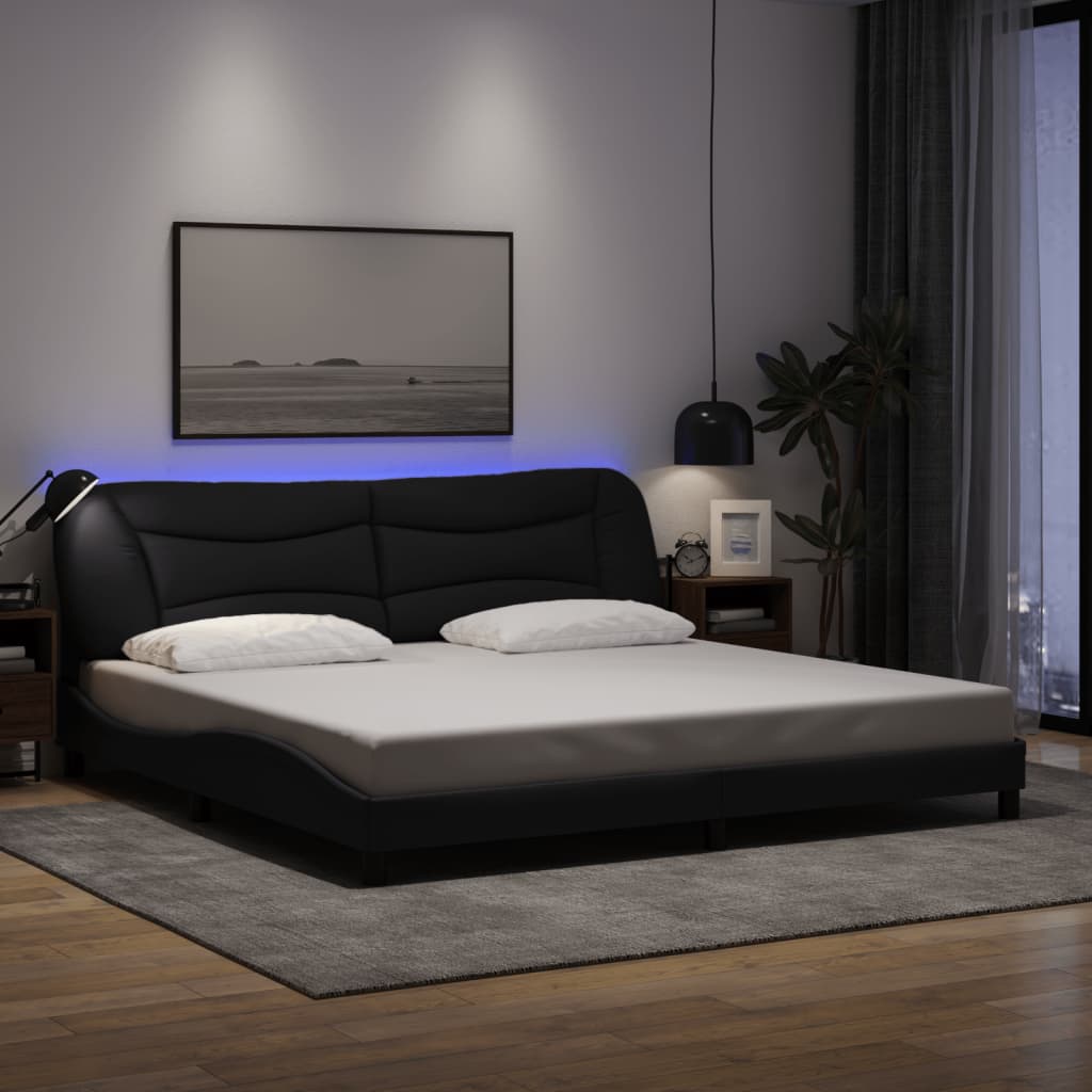 vidaXL Posteľ s LED bez matraca čierny 200x200 cm látka
