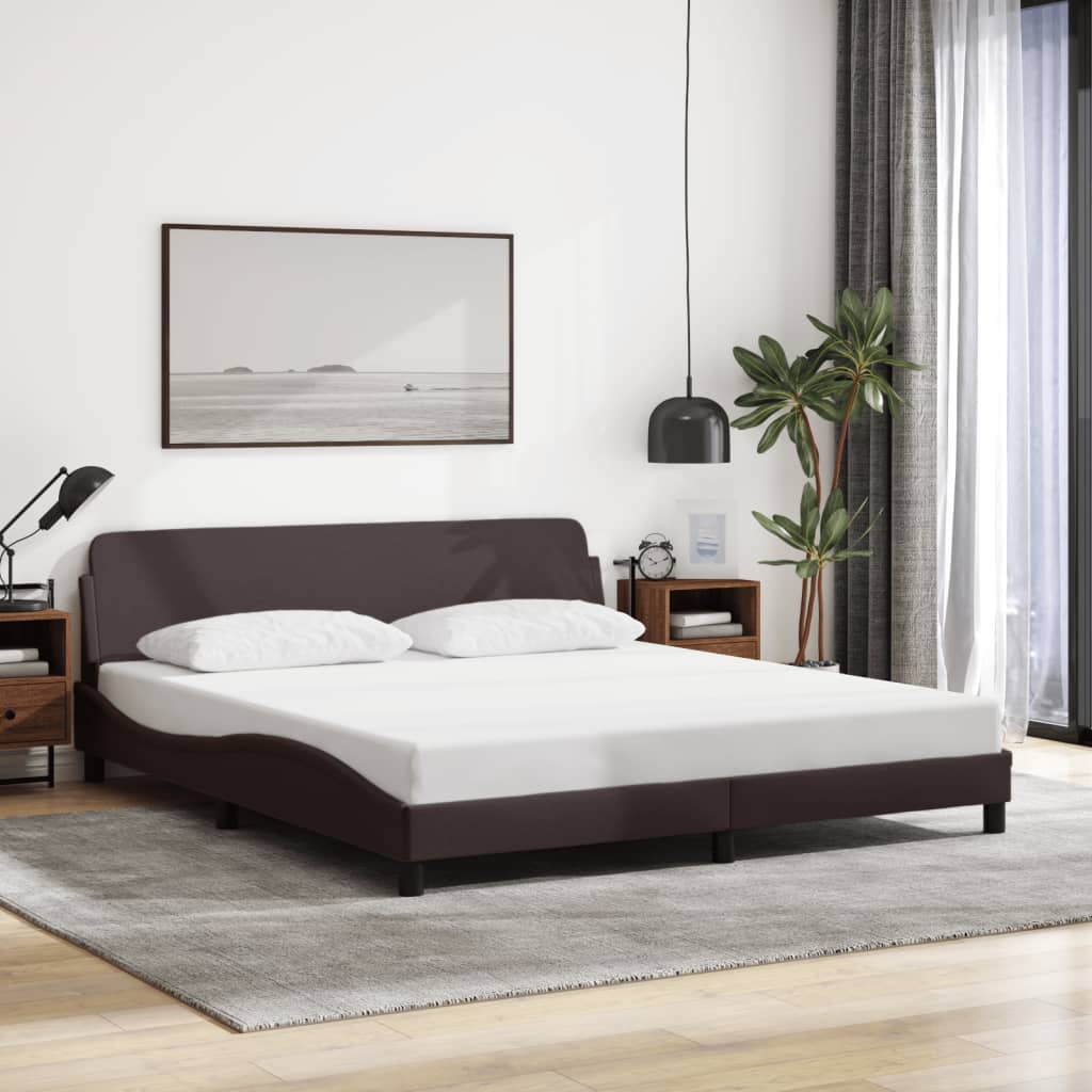 vidaXL Posteľ bez matraca tmavohnedá 180x200 cm látka