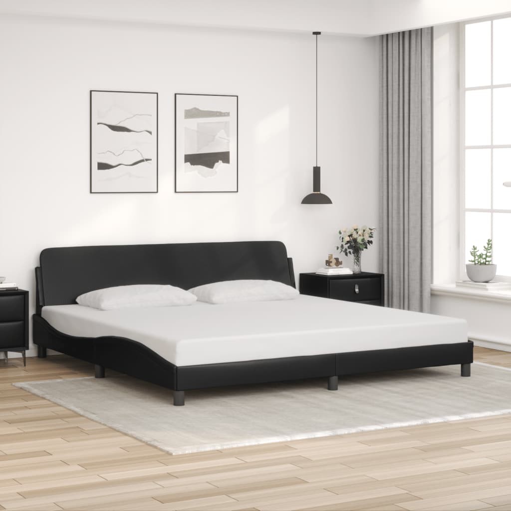 vidaXL Posteľný rám s čelom čierny 200x200 cm umelá koža