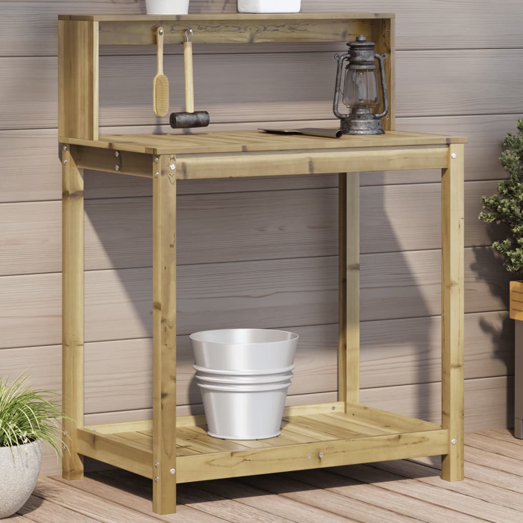 vidaXL Stôl na presádzanie s policami 82,5x50x109,5 cm impreg.borovica