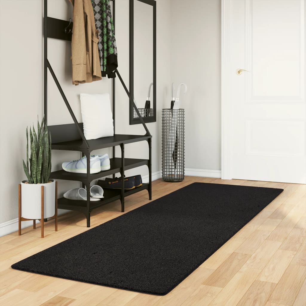 vidaXL Koberec HUARTE s krátkym vlakom umývateľný čierny 80x250 cm