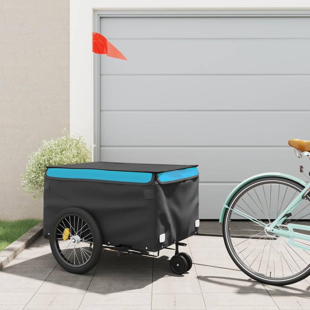 vidaXL Vozík za bicykel, čierno modrý 45 kg, železo