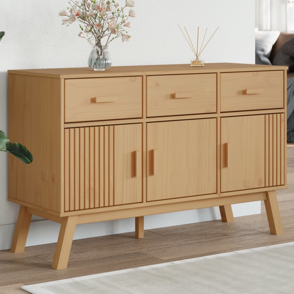 vidaXL Komoda OLDEN, hnedá 114x43x73,5 cm, borovicový masív