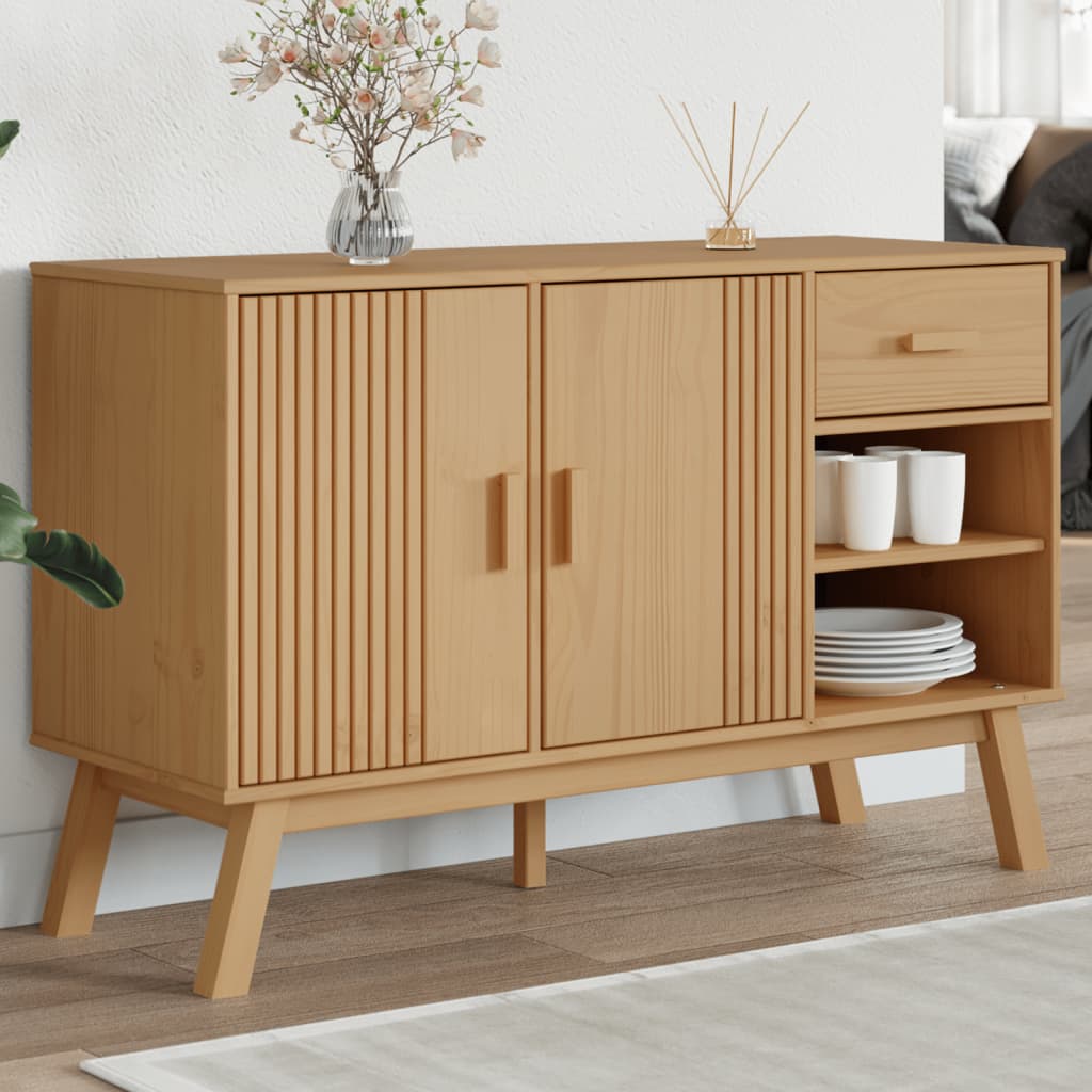 vidaXL Komoda OLDEN, hnedá 114x43x73,5 cm, borovicový masív