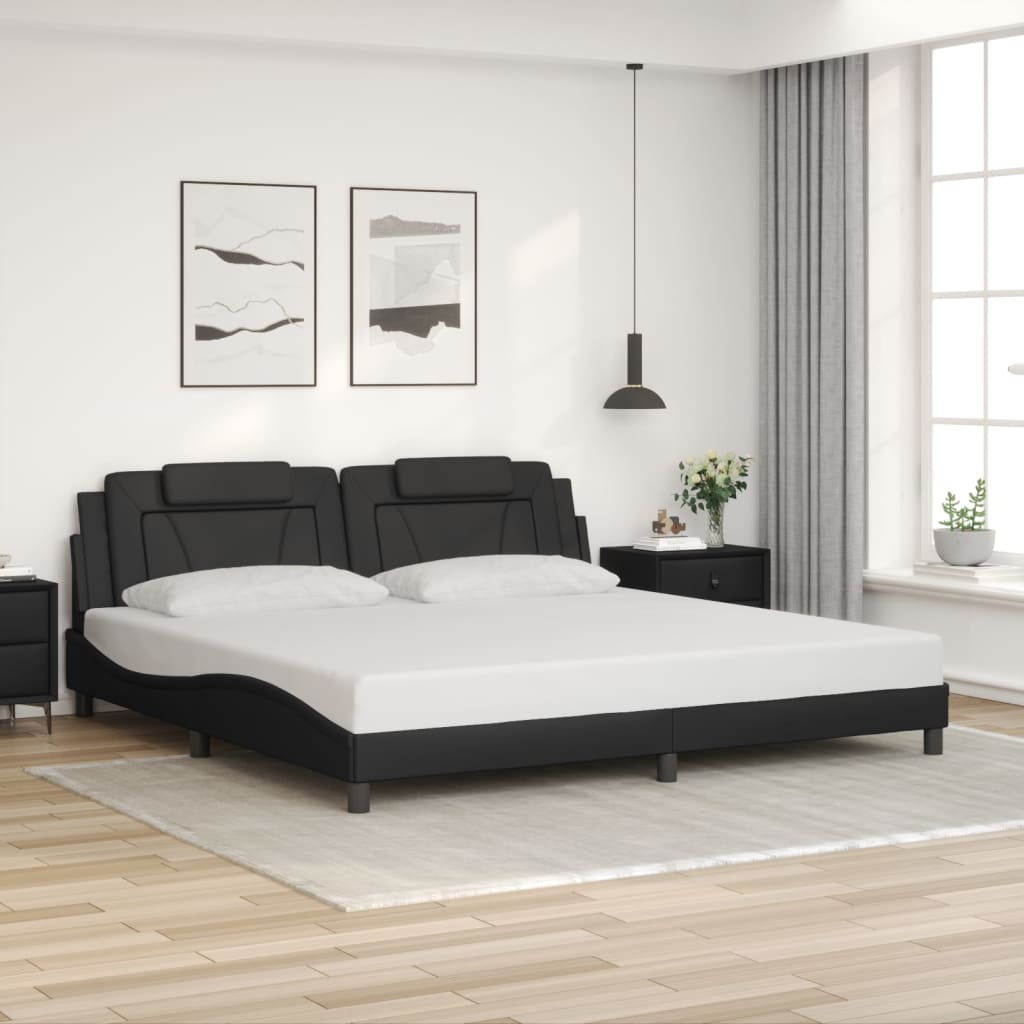 vidaXL Posteľný rám s čelom čierny 200x200 cm umelá koža