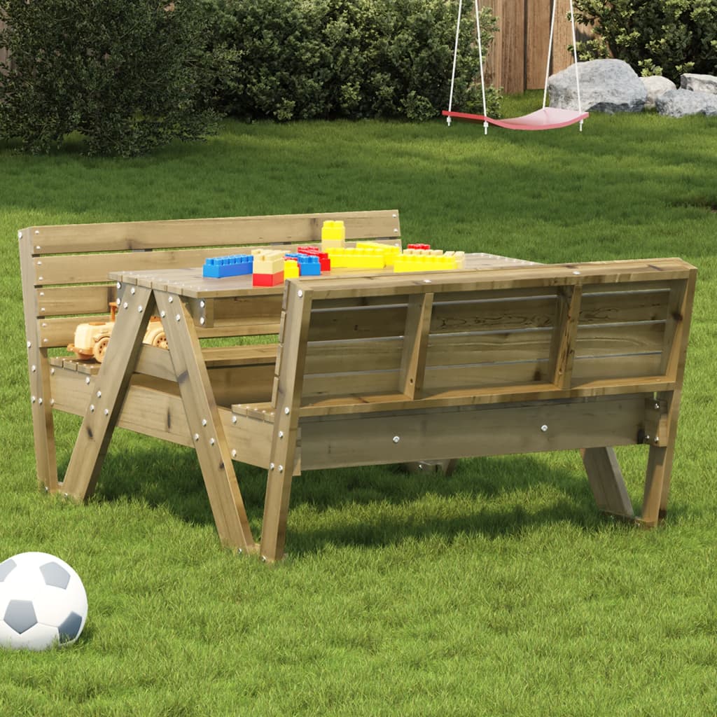 vidaXL Piknikový stôl pre deti 88x122x58 cm impregnovaná borovica