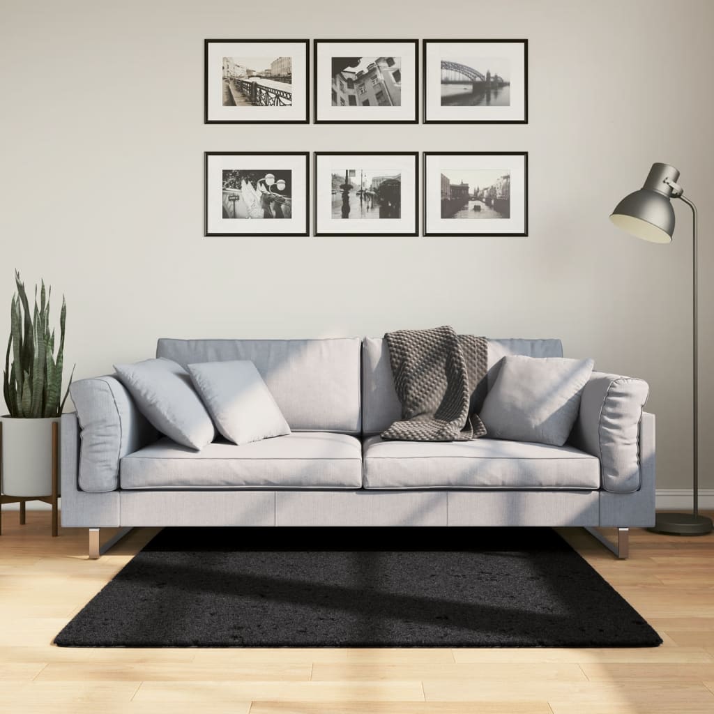 vidaXL Koberec OVIEDO, krátky vlas, čierny 120x120 cm