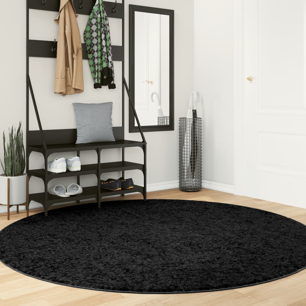 vidaXL Koberec OVIEDO, krátky vlas, čierny Ø 200 cm