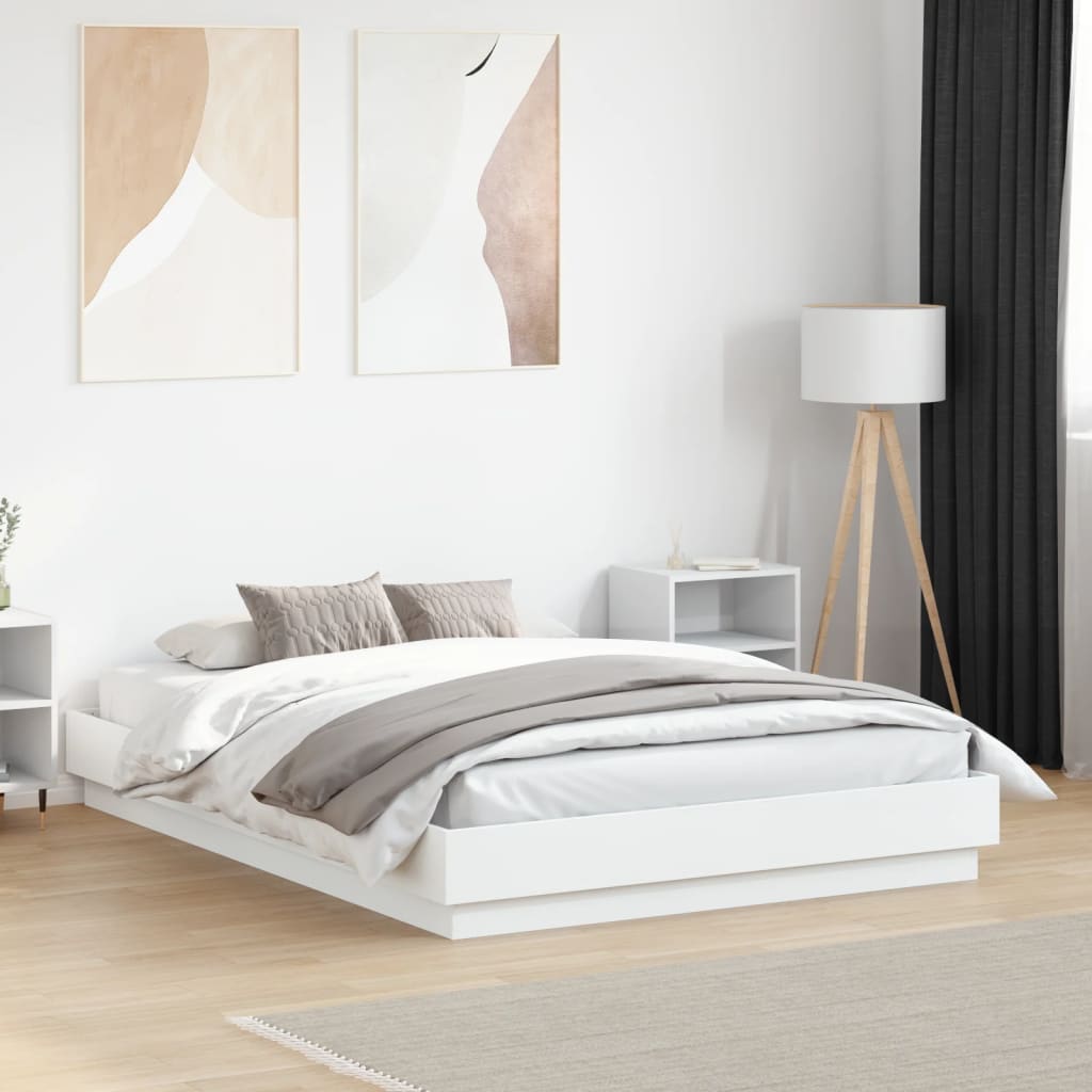 vidaXL Posteľný rám biely 140x190 cm kompozitné drevo