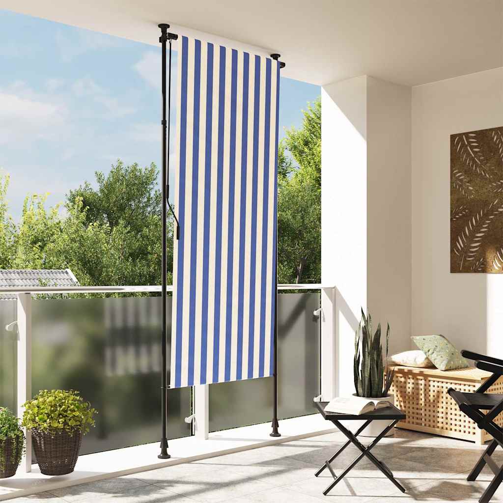 vidaXL Vonkajšia roleta modro-biela 100x270 cm látka a oceľ
