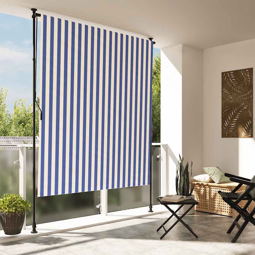 vidaXL Vonkajšia roleta modro-biela 150x270 cm látka a oceľ