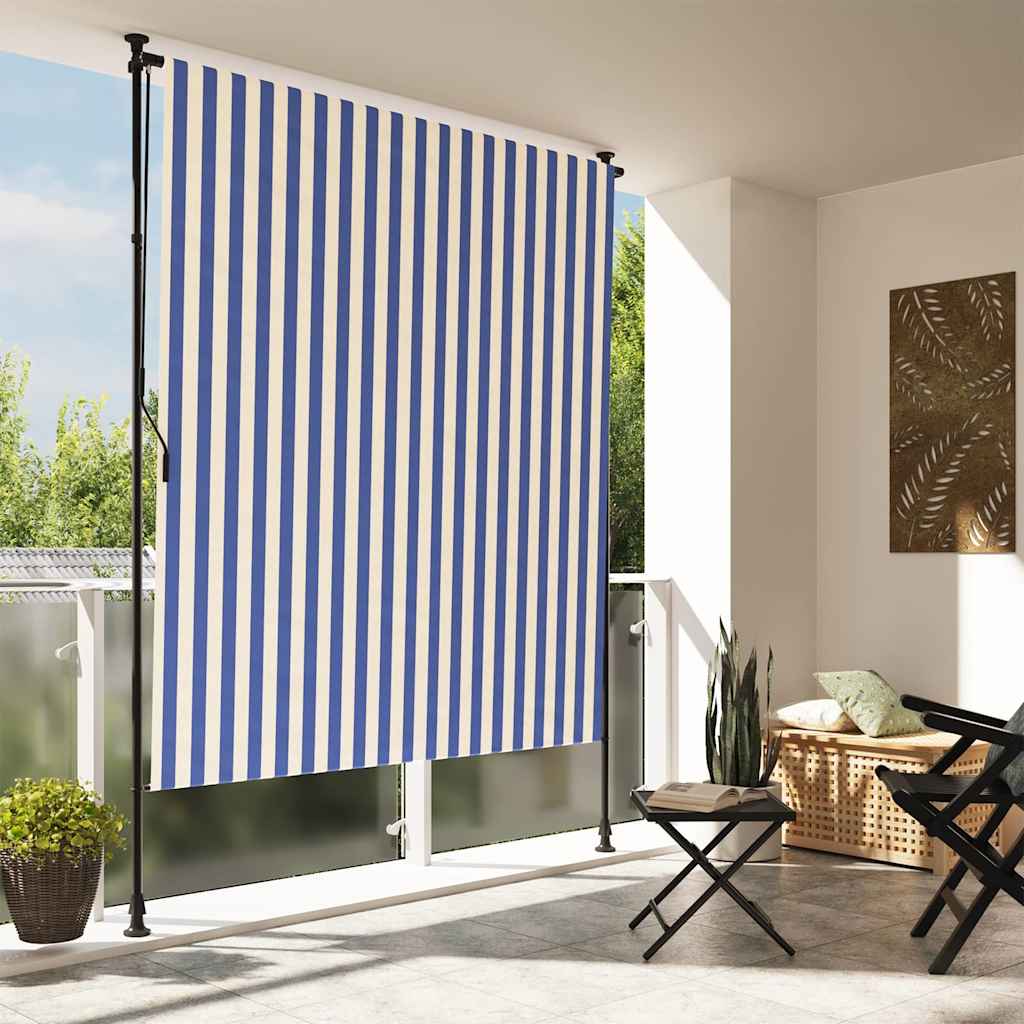 vidaXL Vonkajšia roleta modro-biela 200x270 cm látka a oceľ
