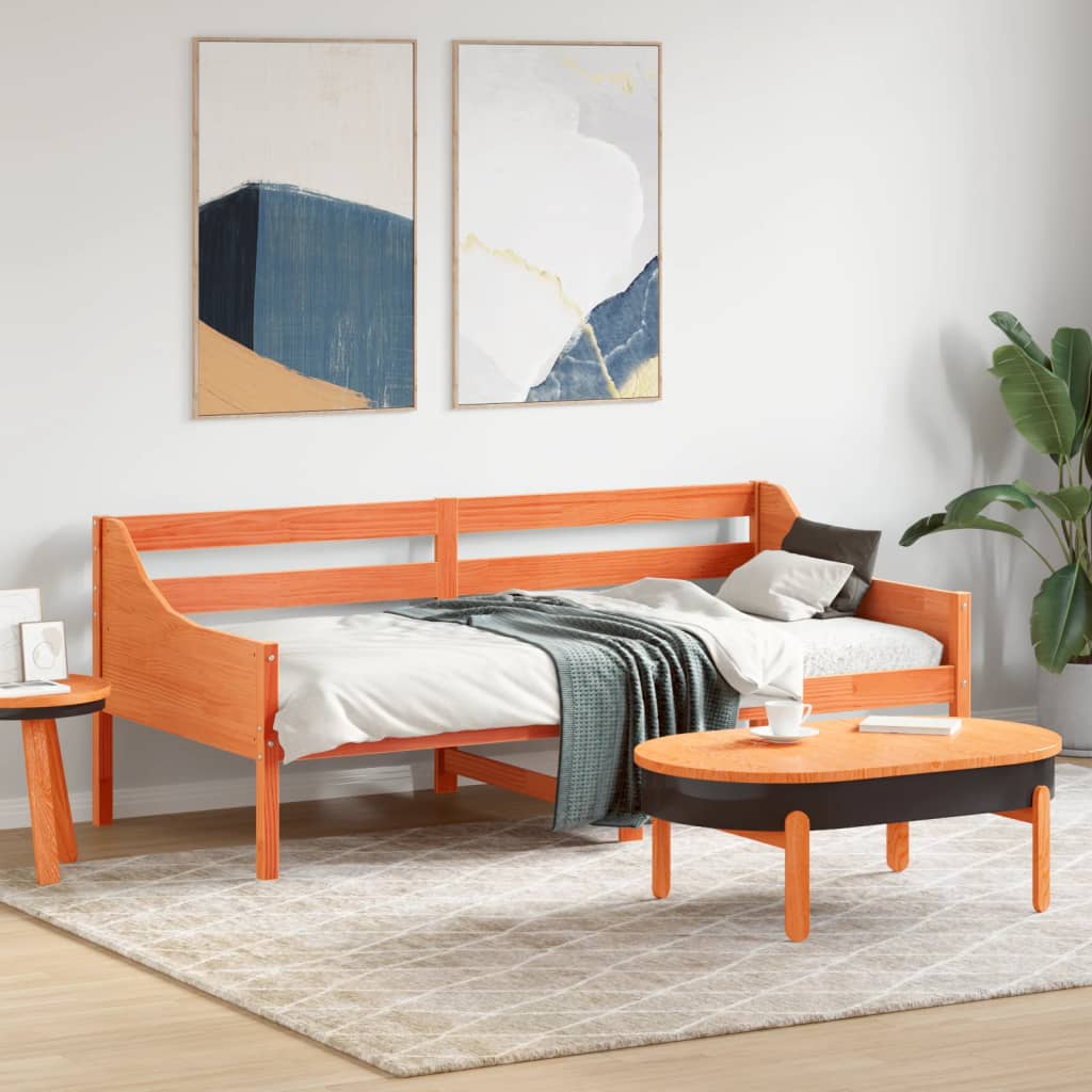 VidaXL Denná posteľ bez matraca Vosk Hnedá 75x190 cm Masív Borovica