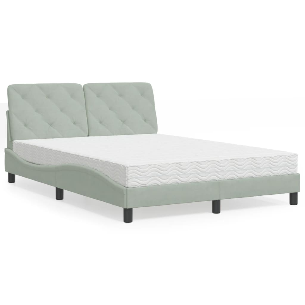 vidaXL Posteľný rám s matracom bledosivý 140x190 cm zamat