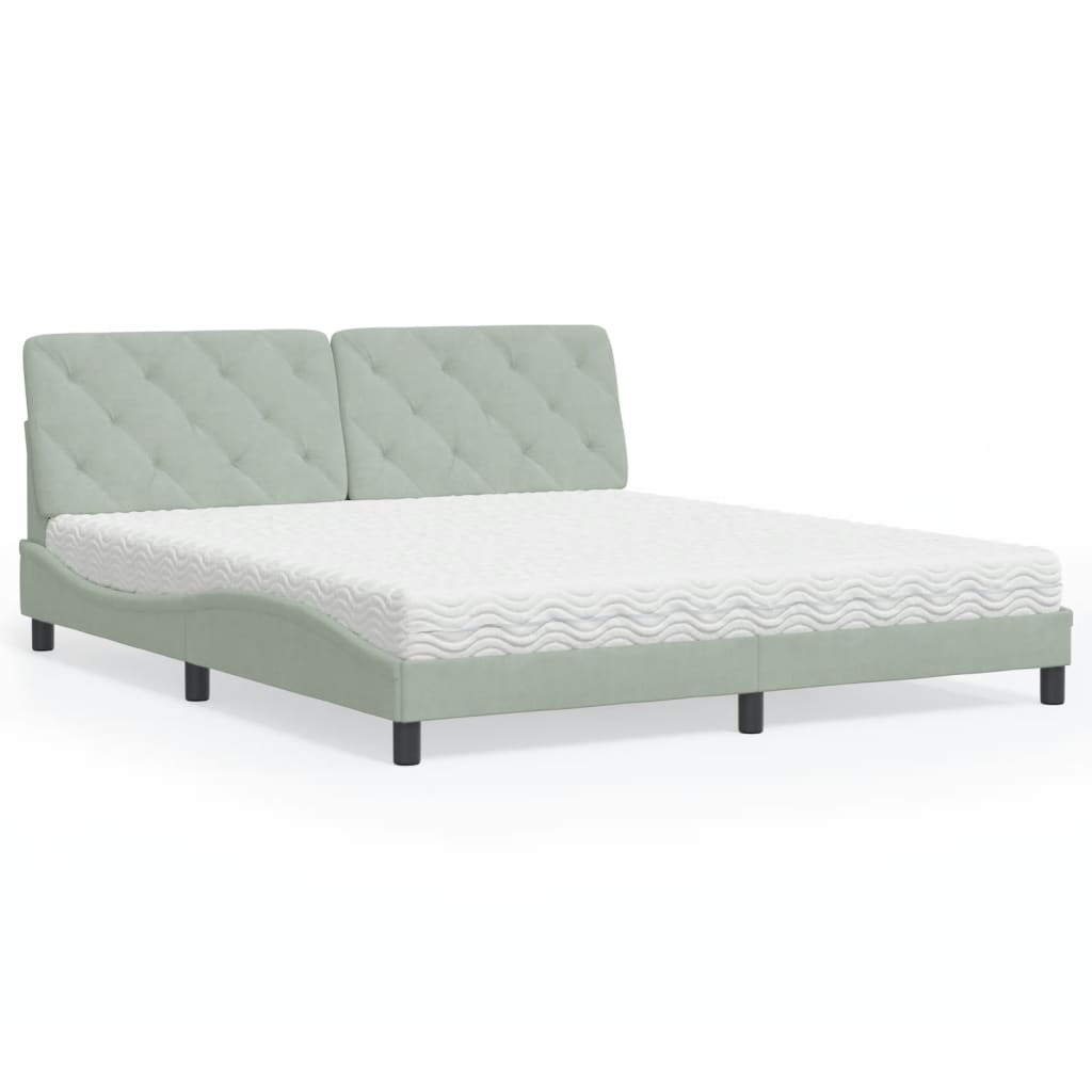 vidaXL Posteľný rám s matracom bledosivý 180x200 cm zamat