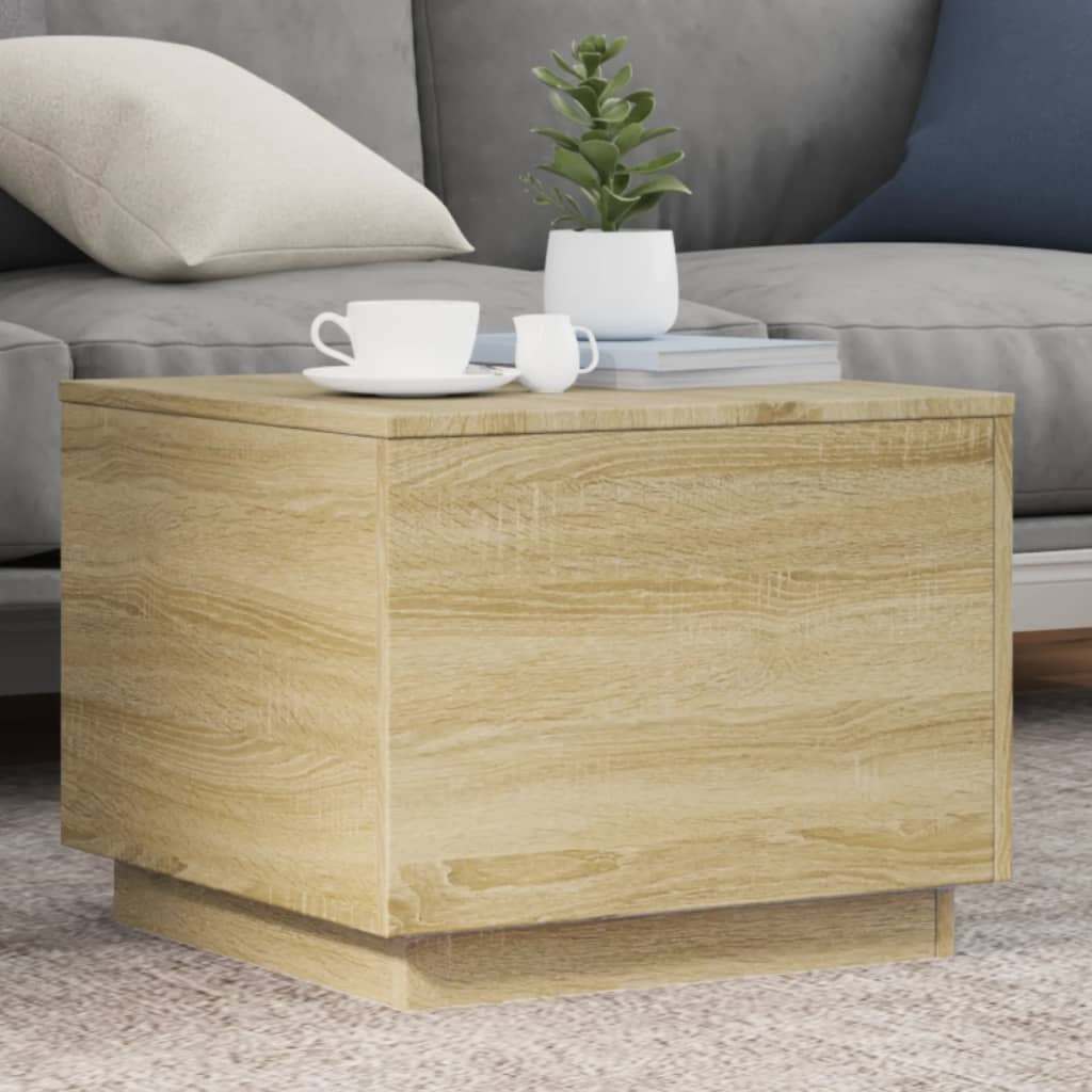 vidaXL Konferenčný stolík s LED svetlami dub sonoma 50x50x40 cm
