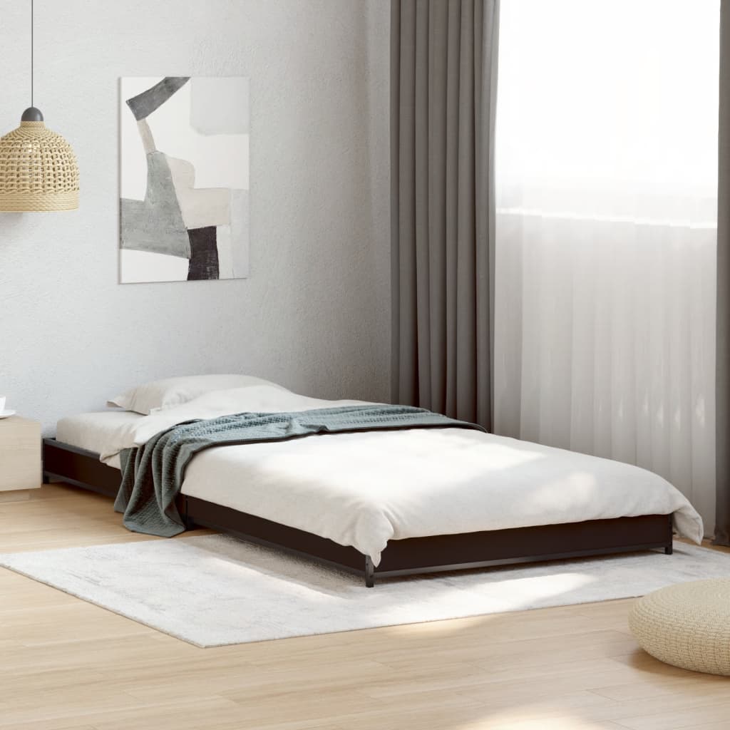 vidaXL Posteľný rám čierny 100x200 cm kompozitné drevo a kov