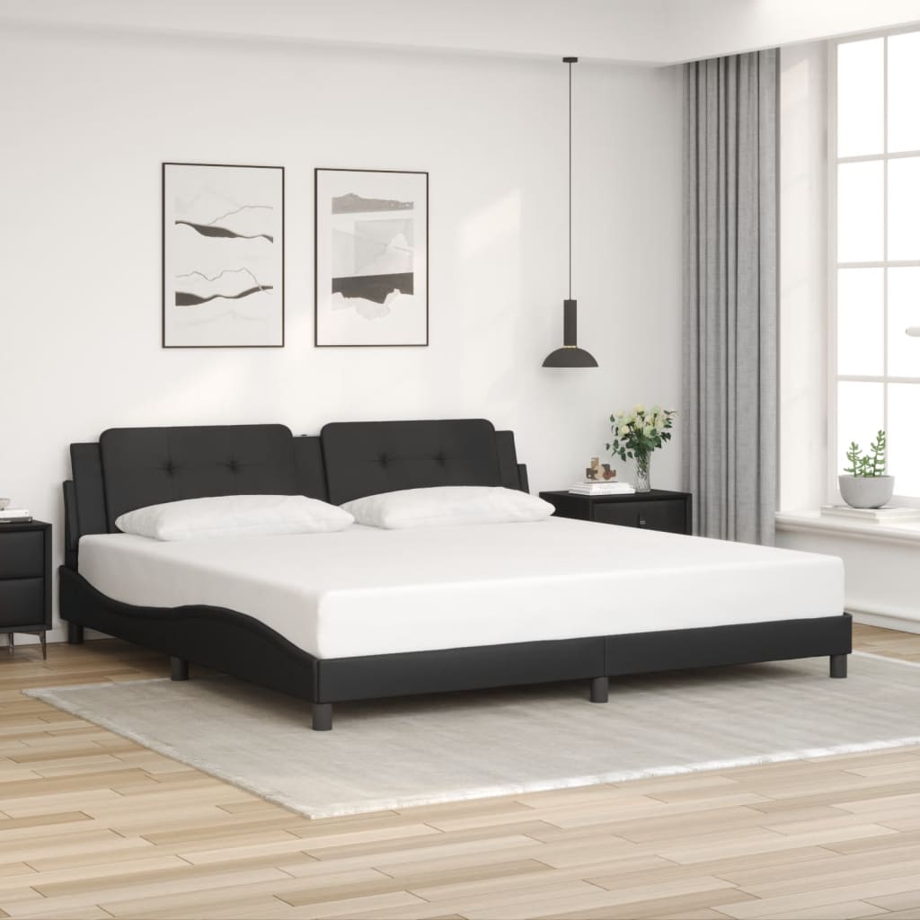 vidaXL Posteľný rám s čelom čierny 200x200 cm umelá koža