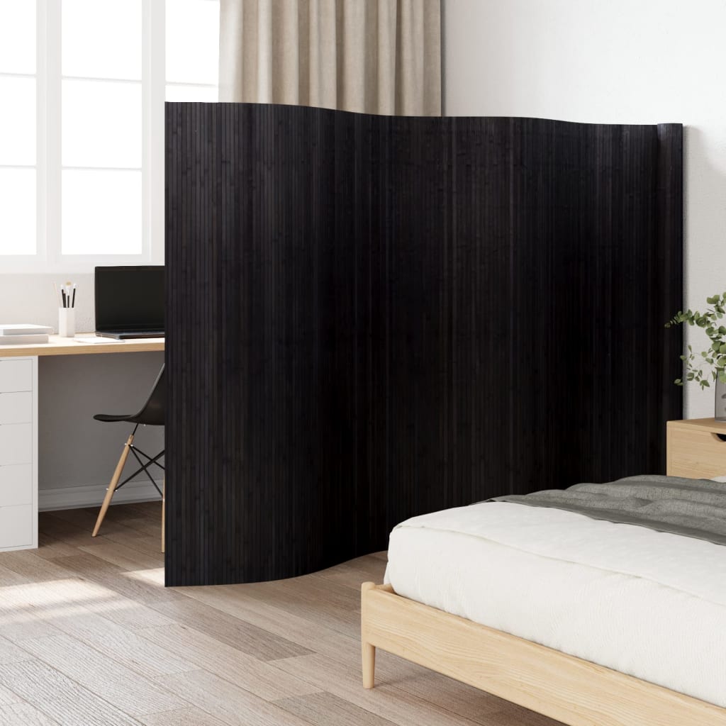 vidaXL Paraván čierny 165x600 cm bambus