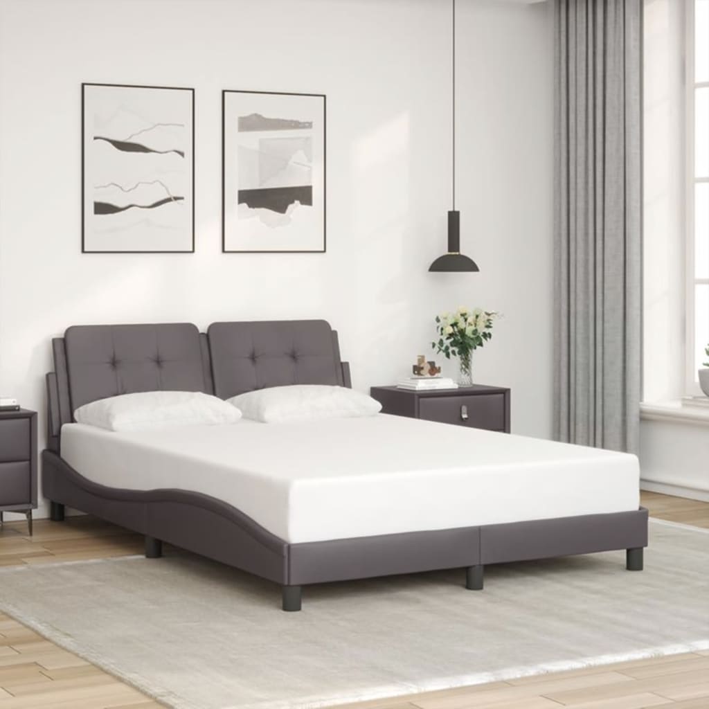 vidaXL Posteľný rám s čelom sivý 140x190 cm umelá koža
