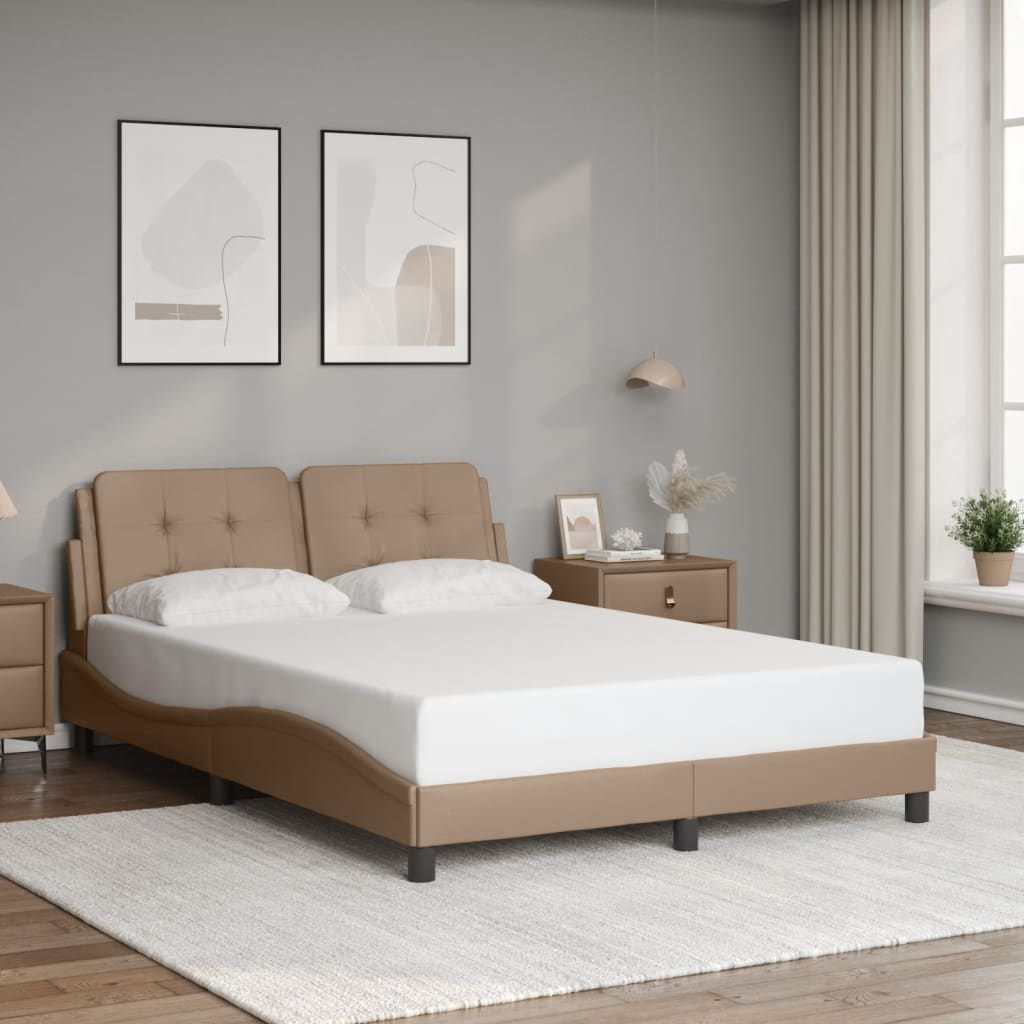 vidaXL Posteľný rám s čelom kapučínový 120x200 cm umelá koža