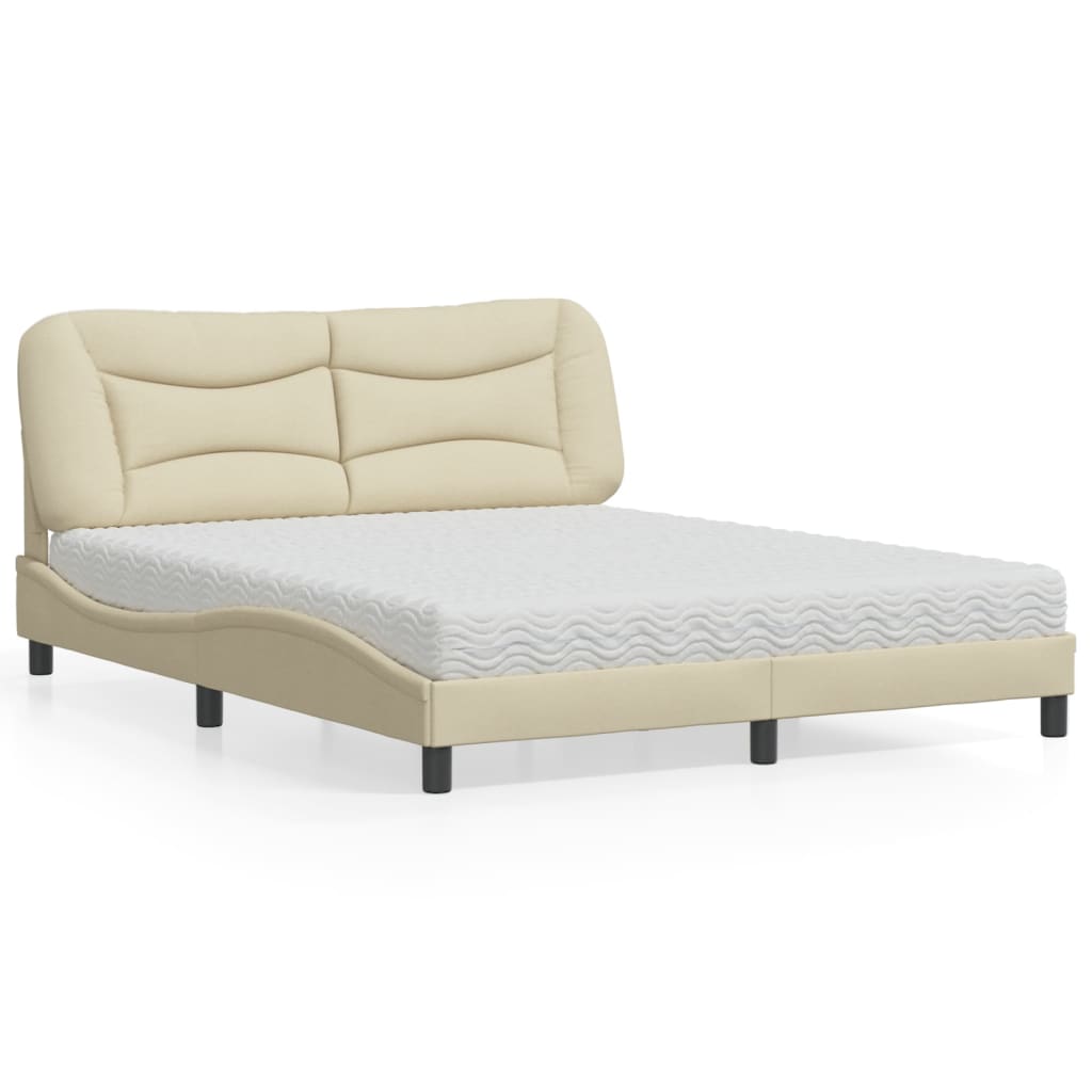 vidaXL Posteľ s matracom krémová 160x200 cm látka