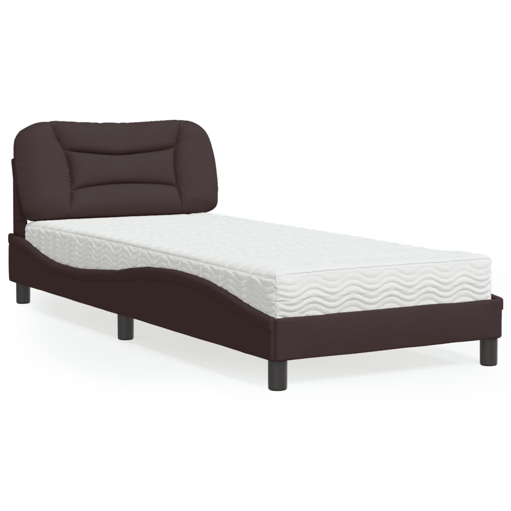 vidaXL Posteľ s matracom tmavohnedá 90x190 cm látka