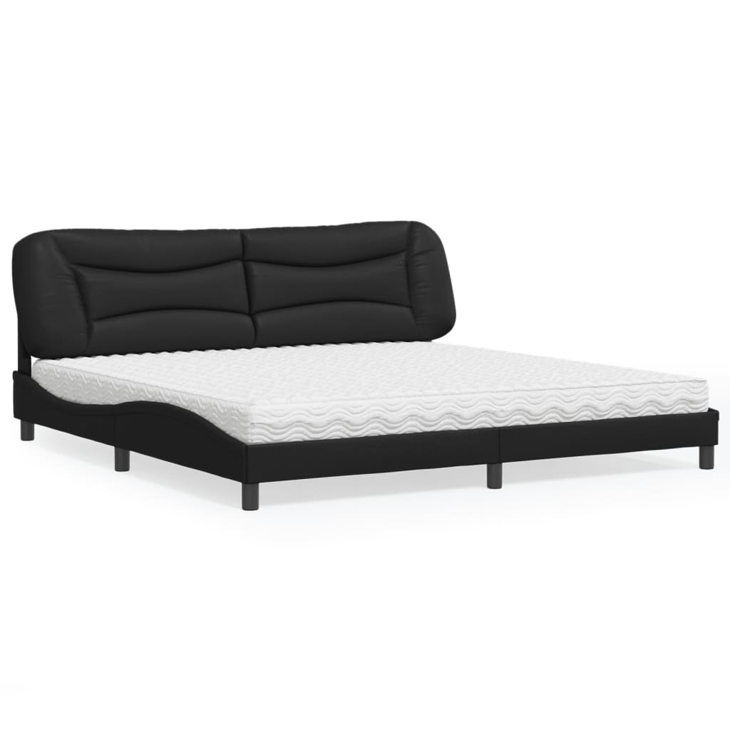 vidaXL Posteľ s matracom čierna 200x200 cm umelá koža