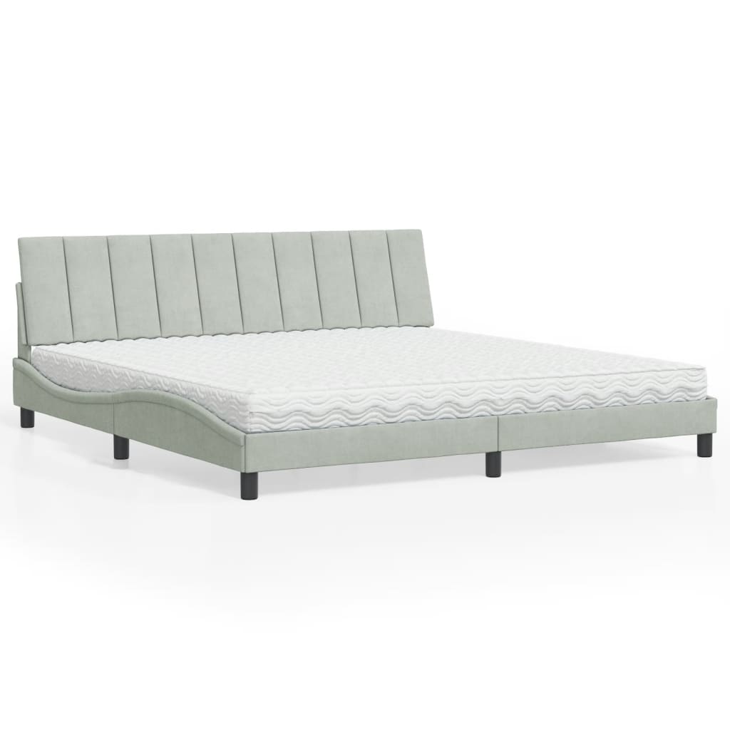vidaXL Posteľný rám boxsping s matracom bledosivý 200x200 cm zamat