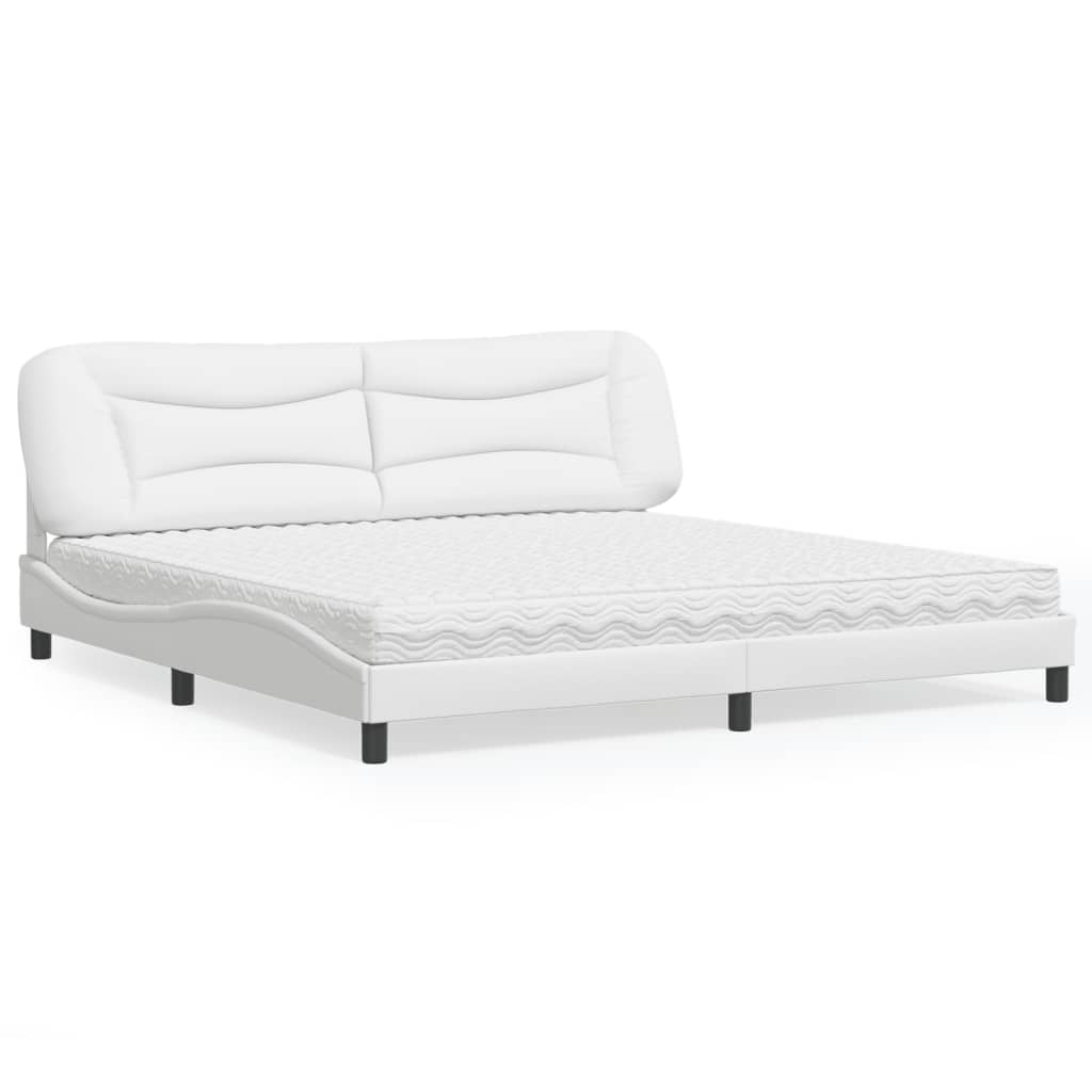 vidaXL Posteľ s matracom biela 200x200 cm umelá koža