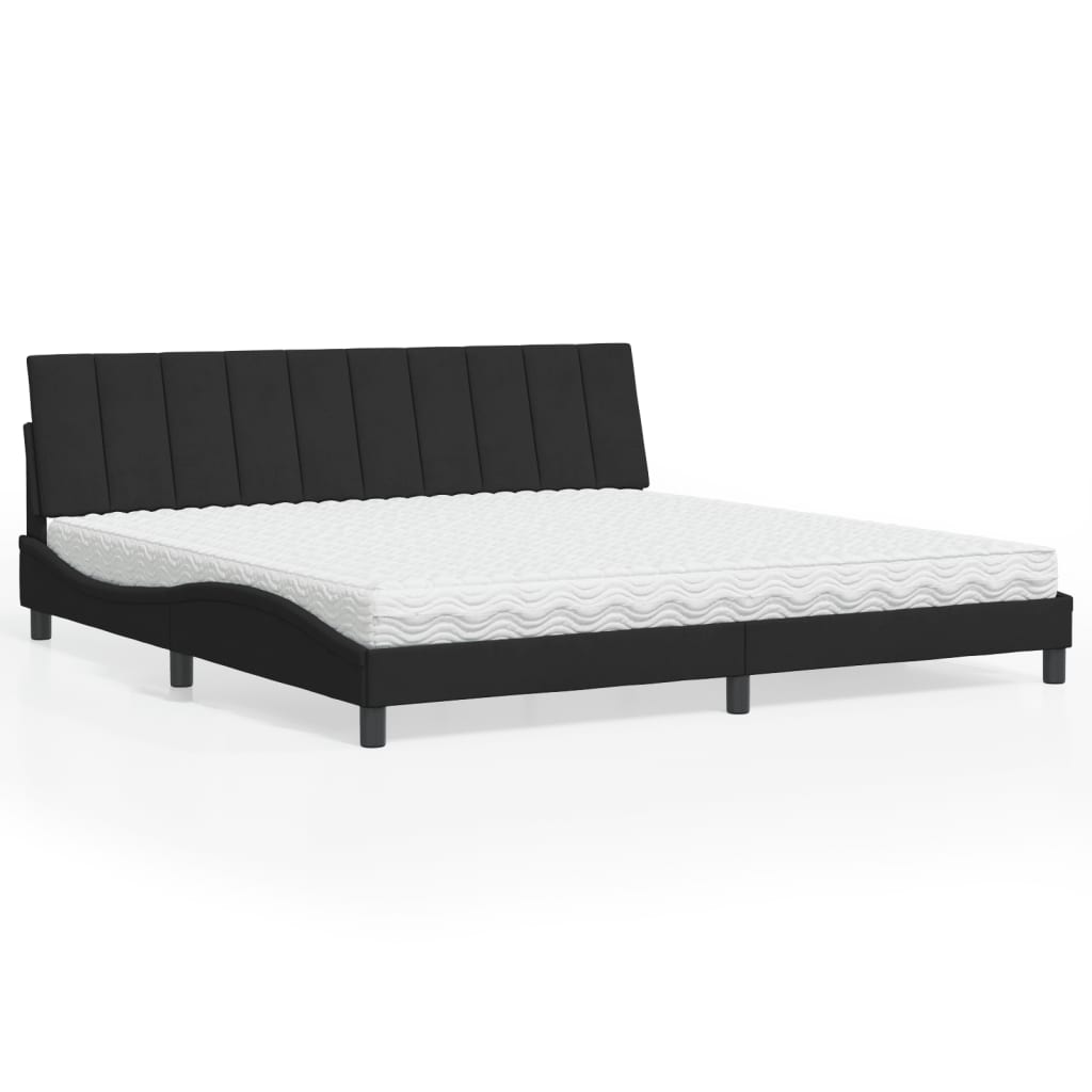 vidaXL Posteľ s matracom čierna 200x200 cm zamat