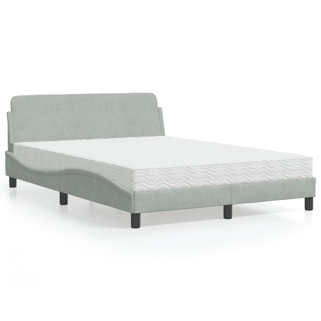 vidaXL Posteľný rám s matracom bledosivý 140x190 cm zamat