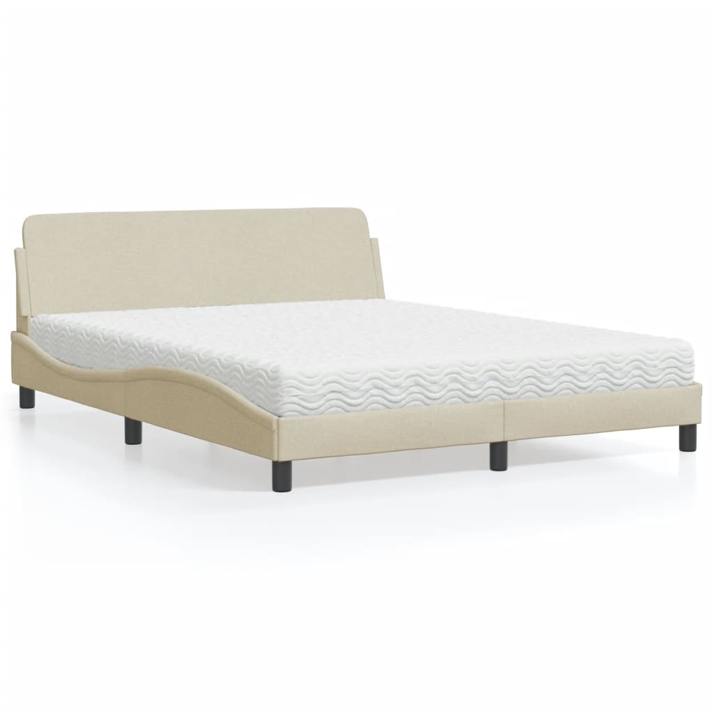 vidaXL Posteľ s matracom krémová 160x200 cm látka