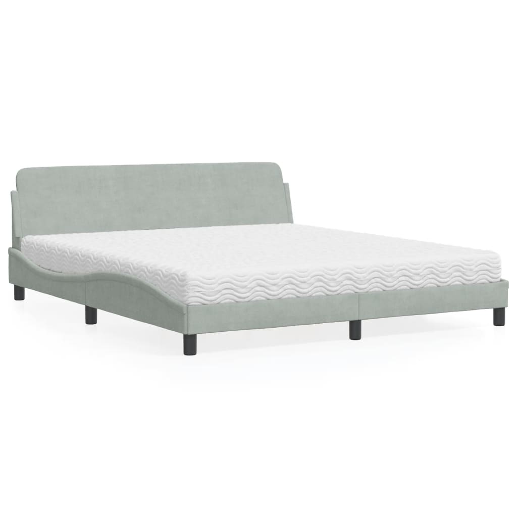 vidaXL Posteľný rám s matracom bledosivý 180x200 cm zamat