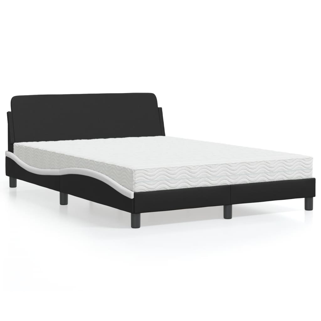 vidaXL Posteľ s matracom čierno-biela 140x190 cm umelá koža
