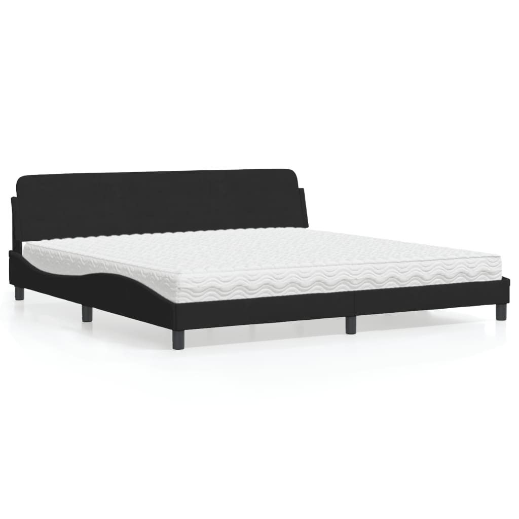 vidaXL Posteľ s matracom čierna 200x200 cm zamat